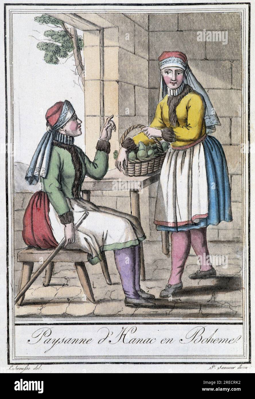 Paysanne d'Hanac, en Boheme (Tchecoslovaquie) - in 'Encyclopedie des voyages' par Grasset St Sauveur, Paris, 1796 Stock Photo