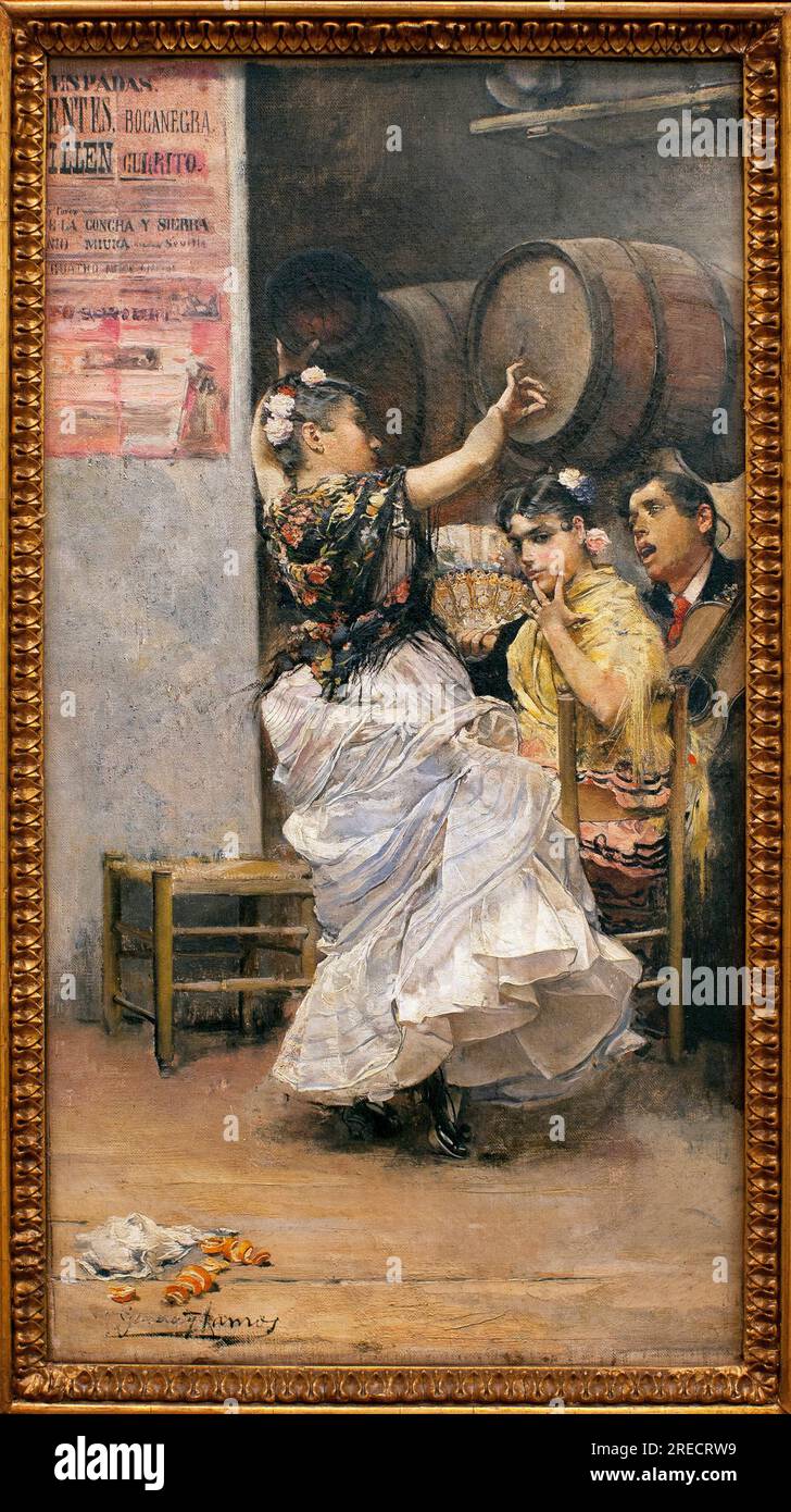 La danse buleria (flamenco) - Peinture de Jose Garcia Ramos (1852-1912), huile sur toile, 1884 - Musee des Beaux Arts de Seville, Espagne Stock Photo