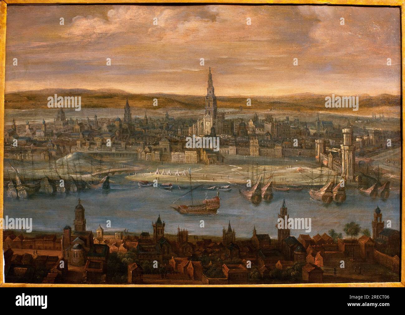 Tableau Peinture Sur Toile Attribuée à Bichitr - Portrait De L'éléphant 'Alam Guman' - Prêt à Accrocher