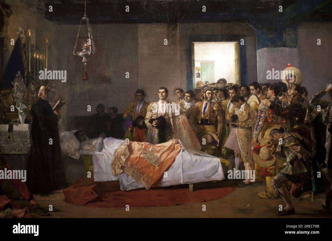 La mort du maitre. Peinture de Jose Villegas Cordero (1844-1921), huile sur toile, vers 1913. Musee des Beaux Arts de Seville, Espagne. Stock Photo