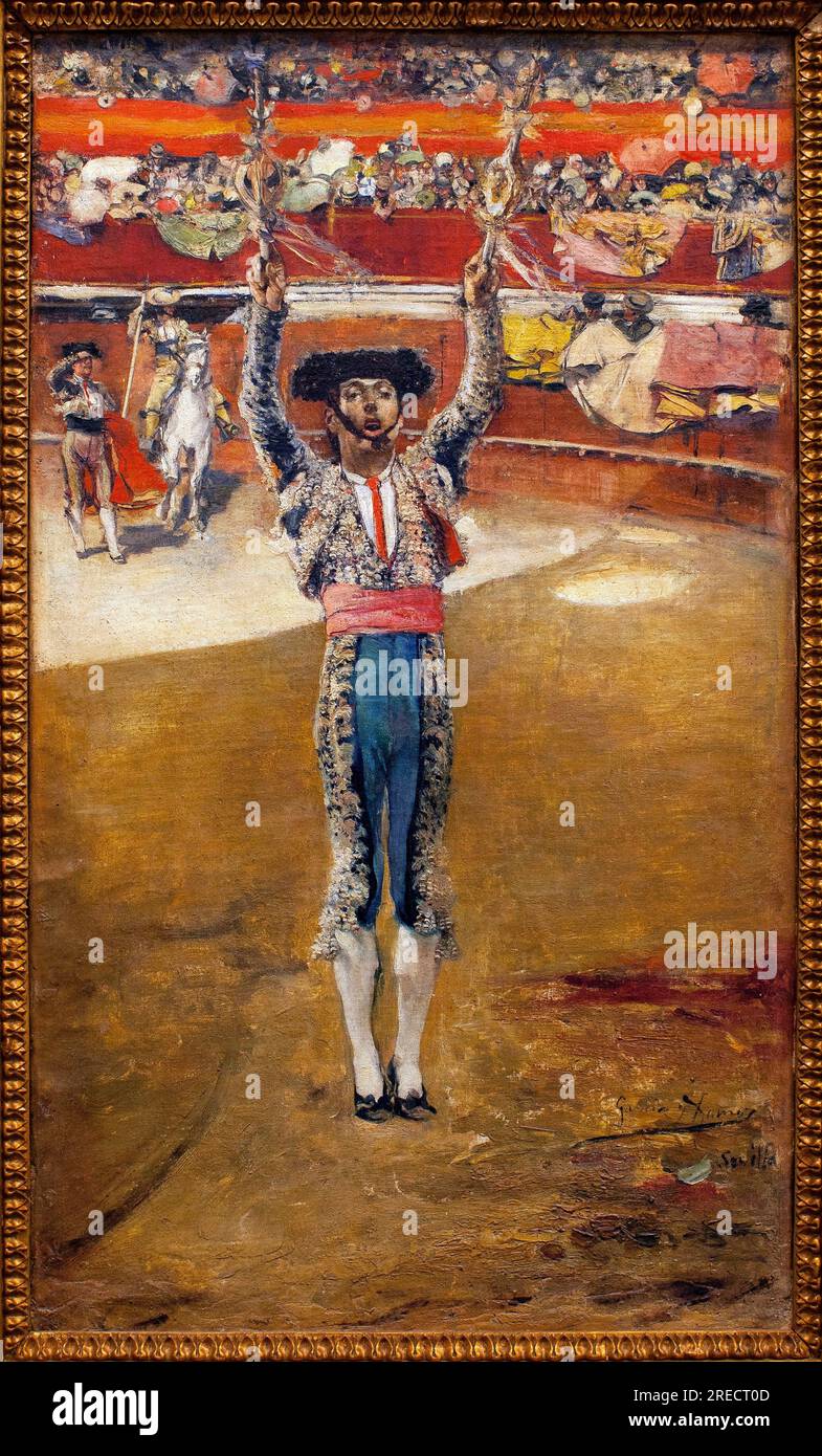 Poser les banderilles - Peinture de Jose Garcia Ramos (1852-1912), huile sur toile - Musee des Beaux Arts de Seville, Espagne Stock Photo