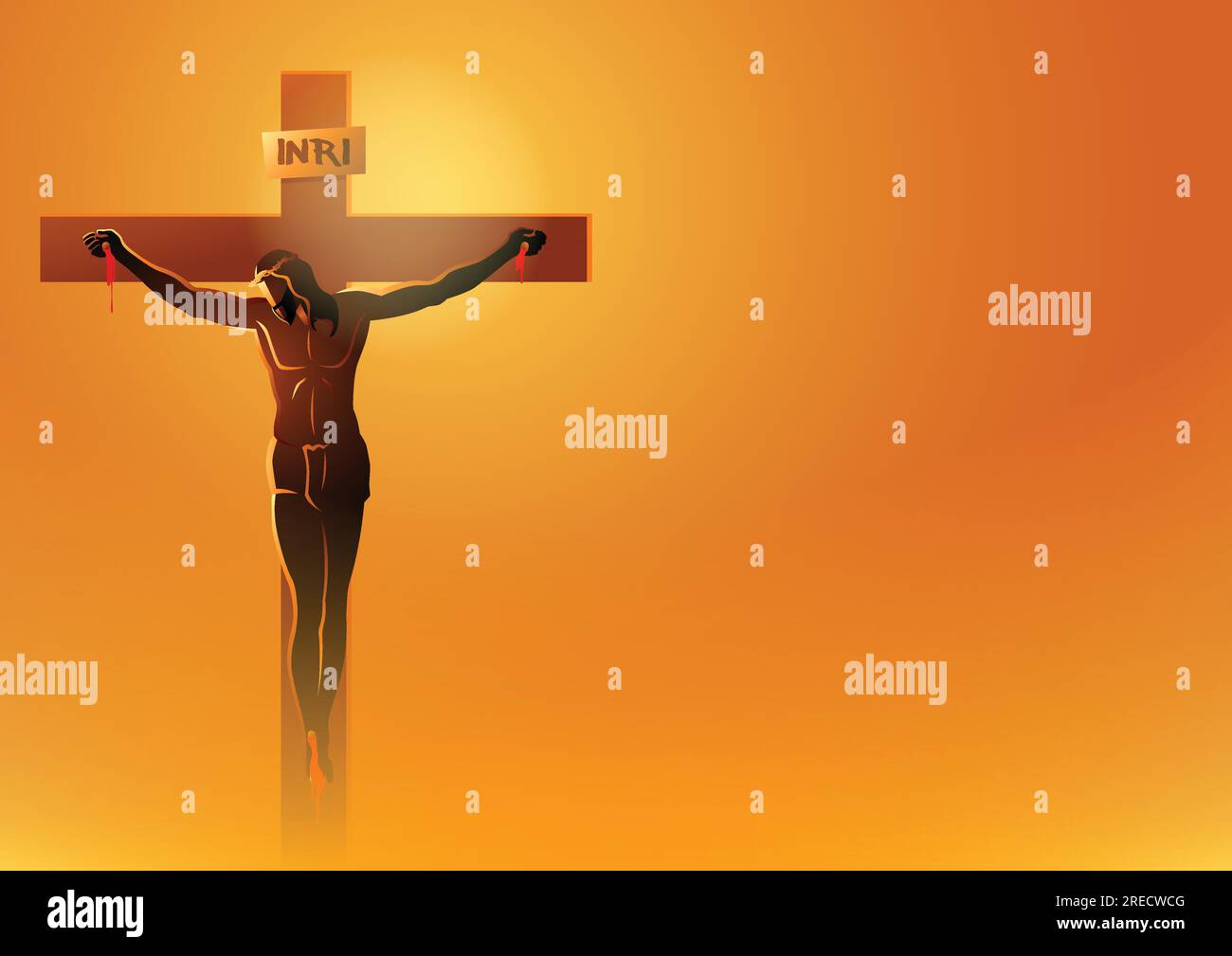 Biblical vector illustration series. Way of the Cross or Stations of the Cross, Jesus Dies On The Cross. Stock Vector