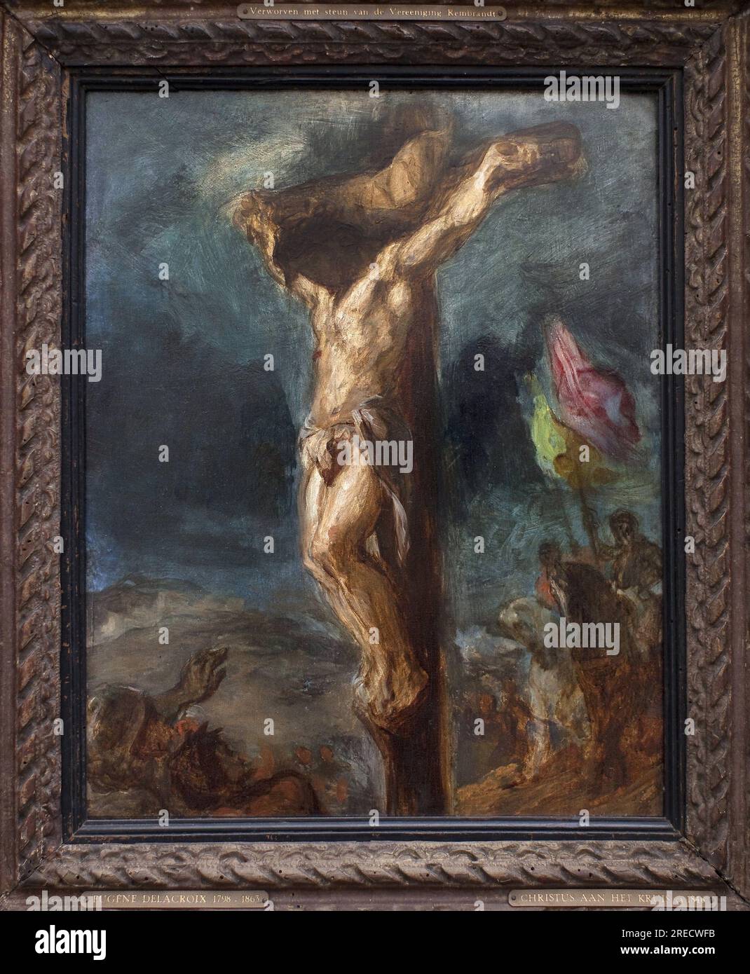 Crucifixion. Peinture de Eugene Delacroix (1798-1863), huile sur bois, 1840. Art francais 19e siecle. Musee des beaux arts de Rotterdam (Pays Bas). Stock Photo