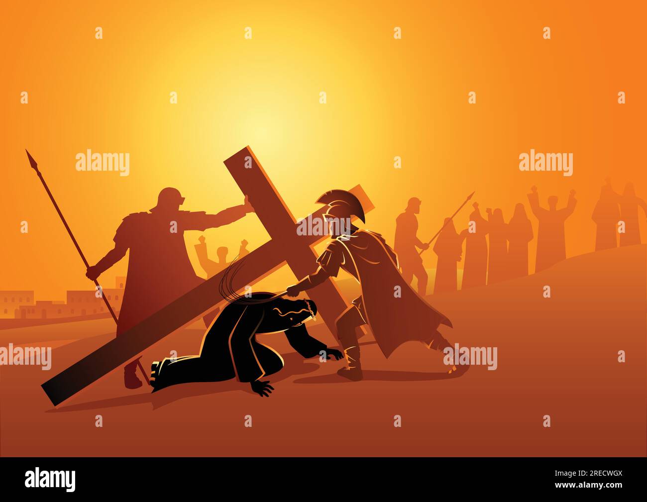 Biblical vector illustration series. Way of the Cross or Stations of ...