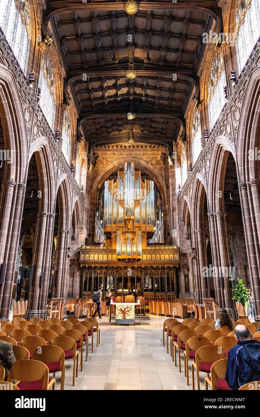Interior of Manchester Cathedral, Manchester, Lancashire, England Stock Photo