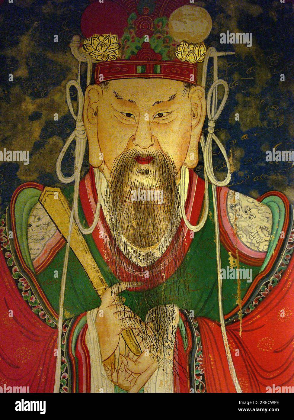 Detail, portrait du Dixieme Roi (Yeonsangun, 1476-1506) - peinture sur soie, XIXe siecle, periode Joseon, Taegosa, Coree. Photographie, Musee National de Seoul, Republique de Coree Stock Photo
