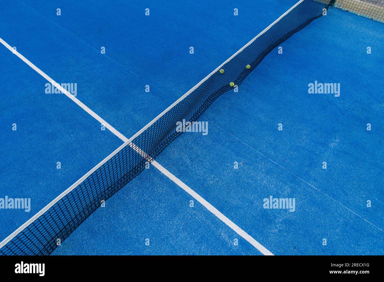 Top view of a paddle tennis court with three balls Stock Photo - Alamy