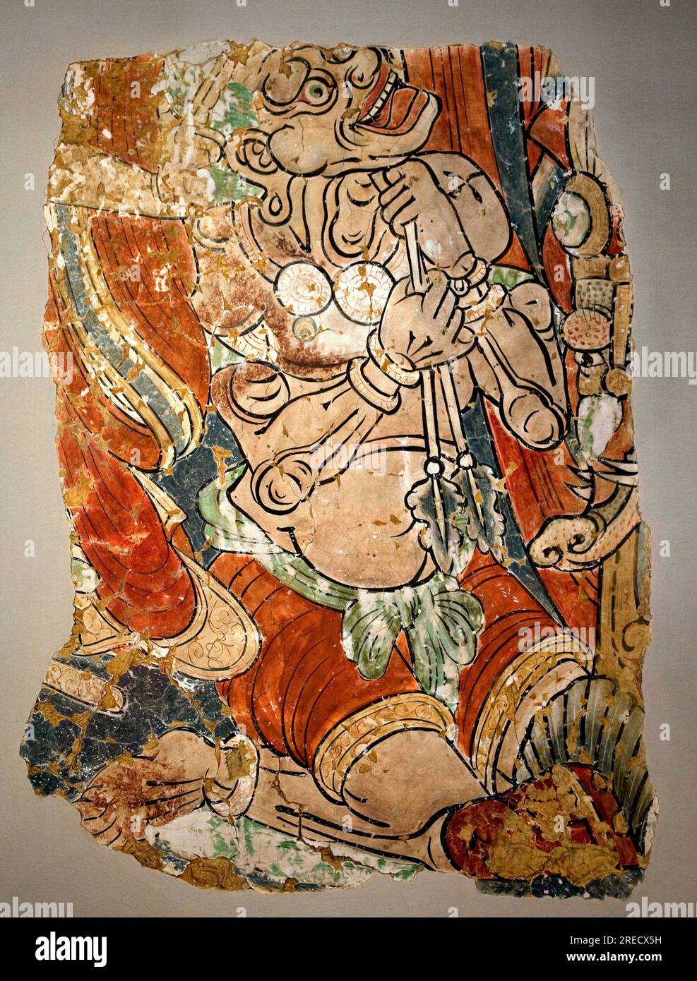 Monstre demoniaque. Replique d'un fragment d'un mur peint de la grotte 15 de Bezeklik, Tourfan (Chine), 10e-12e siecle. Musee National de Coree, Seoul (Coree du Sud). Stock Photo