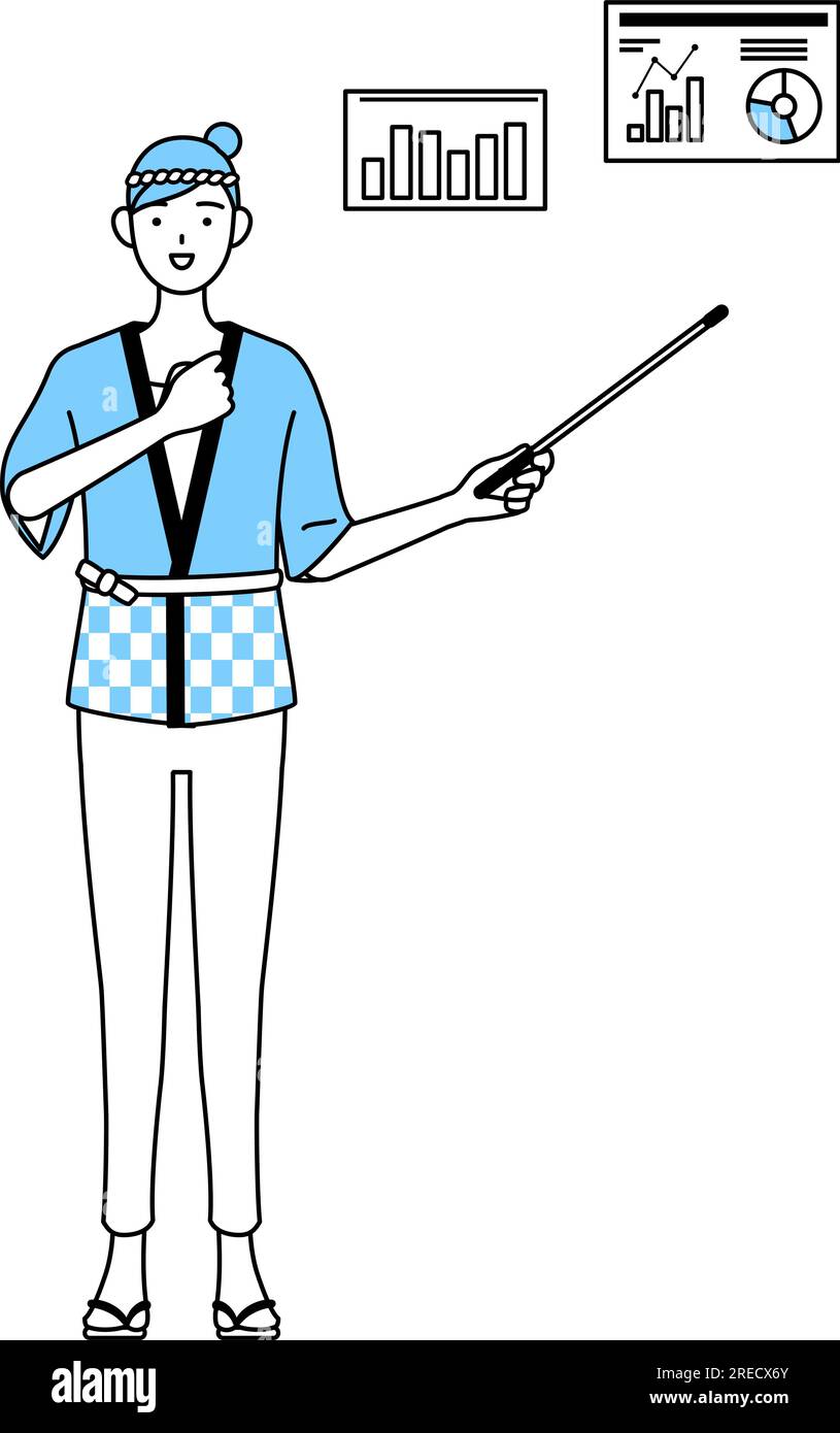 Woman wearing Happi coat for summer festivals analyzing a performance ...