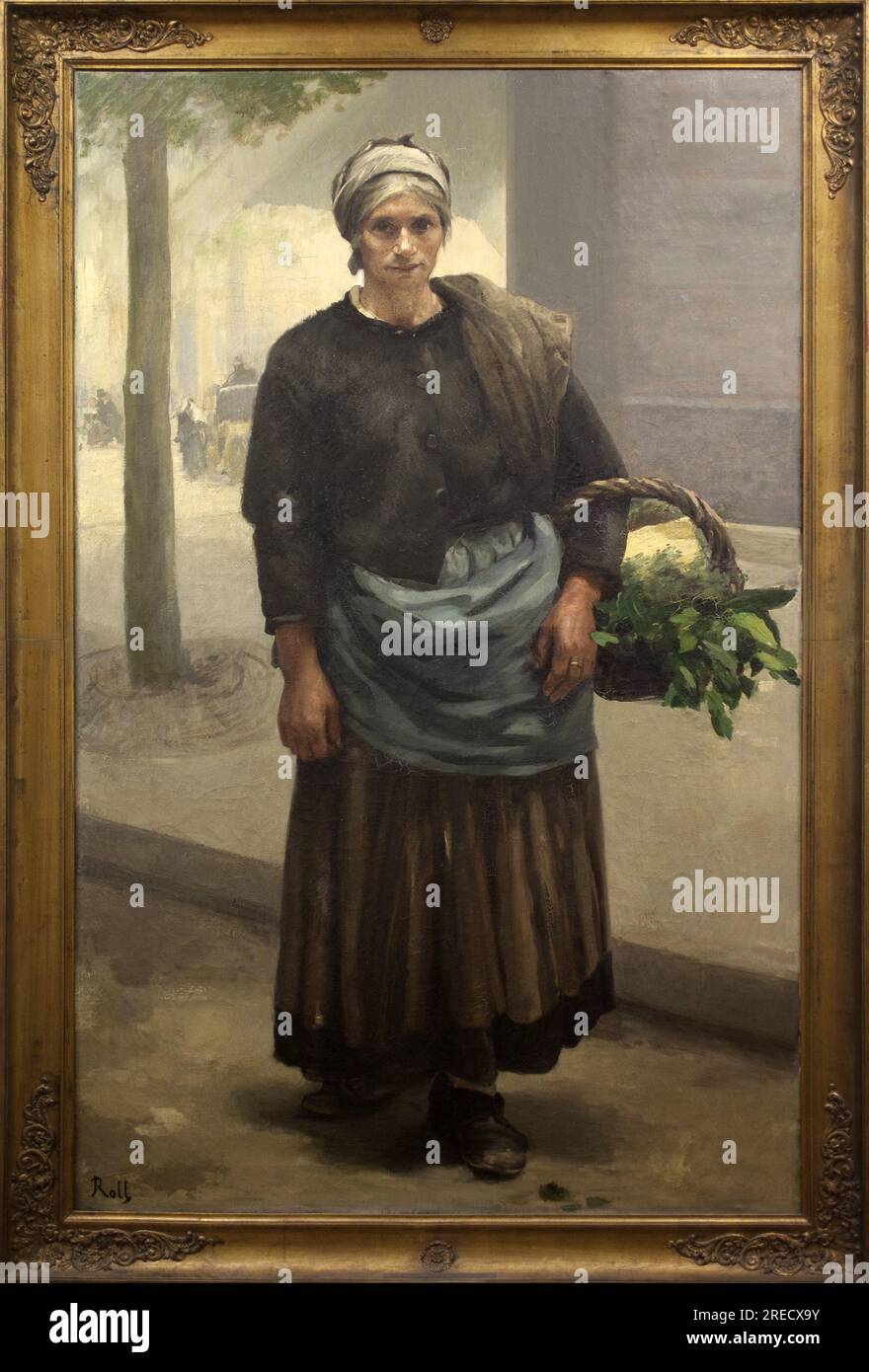 Marianne Offrey, crieuse de vert. Peinture de Alfred Roll (1846-1919), huile sur toile, avant 1885. Musee des Beaux Arts de Pau. Stock Photo