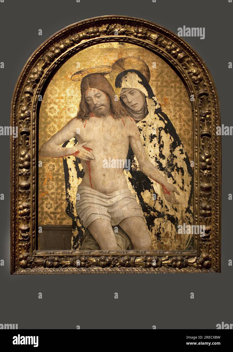 Pieta (Vierge de pitie). Peinture de Giovanni Martino Spanzotti (vers 1455-1526 ou 1528), huile sur bois, 15-16e siecle, art italien. Musee des beaux arts de Budapest (Hongrie). Stock Photo