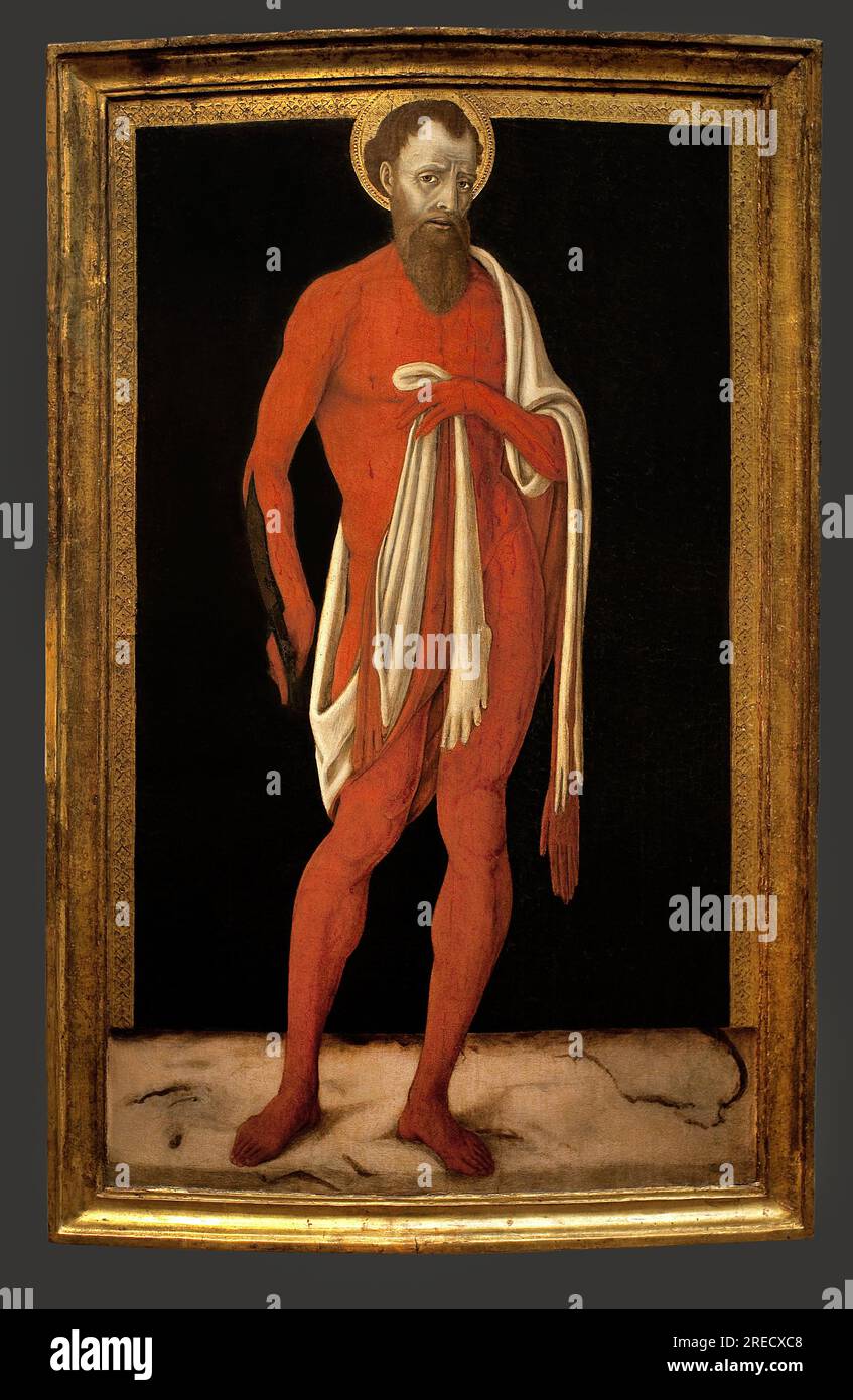Saint Barthelemy, apotre. Peinture de Matteo di Giovanni (vers 1430-1495), huile sur bois, art italien, 15e siecle. Musee des beaux arts de Budapest (Hongrie). Stock Photo
