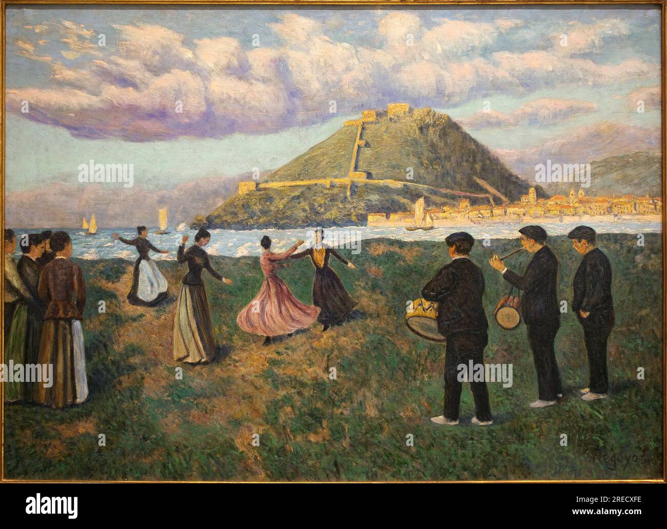 Fete basque (Bal a l'ancienne, a Sant Sebastia) (Espagne). Peinture de Dario De Regoyos (1857-1913), huile sur toile, vers 1890. Musee national des arts de Catalogne, Barcelone (Espagne). Stock Photo
