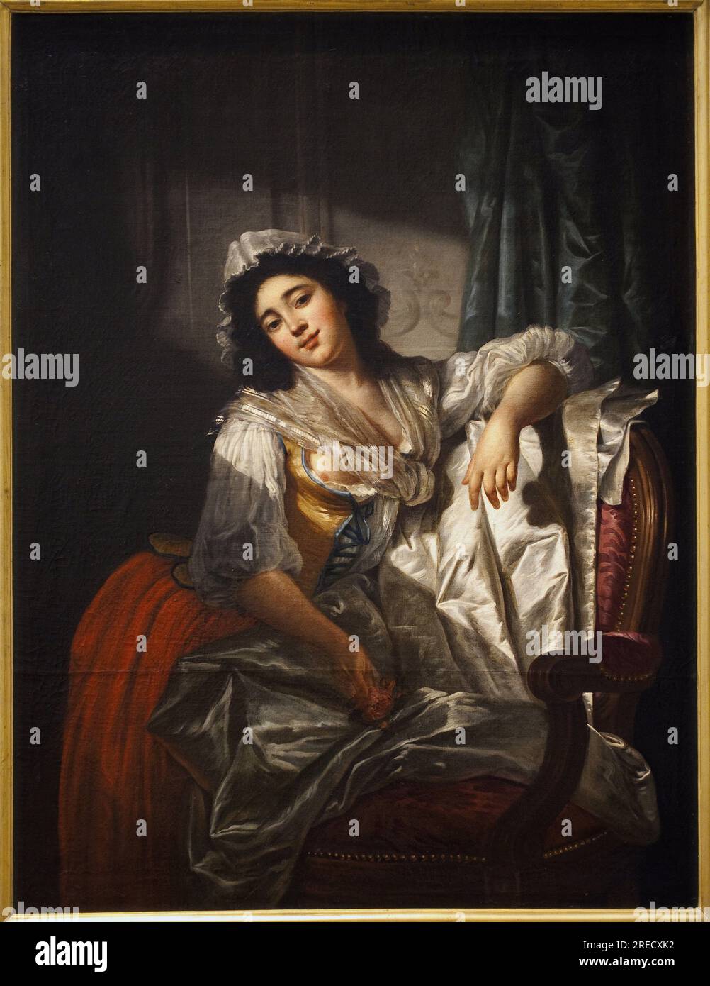 Portrait de Madame Sermet ou la rose et le bouton. Peinture de Joseph Roques (1754-1847), huile sur toile vers 1788. Art francais, 18e siecle. Musee des Beaux Arts de Toulouse. Stock Photo