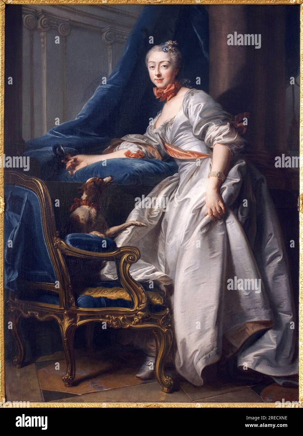Portrait de Marie Anne de Montboisier Beaufort Canillac, marquise de Caumont. Peinture de Jean Valade (1709-1787), huile sur toile, 1756. Art francais 18e siecle. Musee des Beaux arts de Avignon. Stock Photo