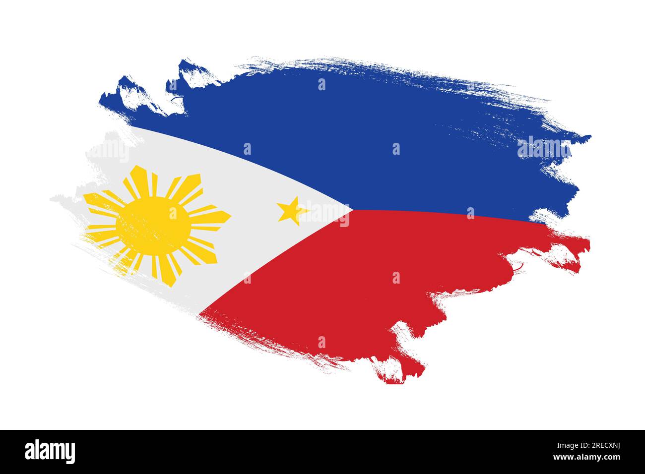 Abstract stroke brush textured national flag of Philippines on isolated white background Stock Photo