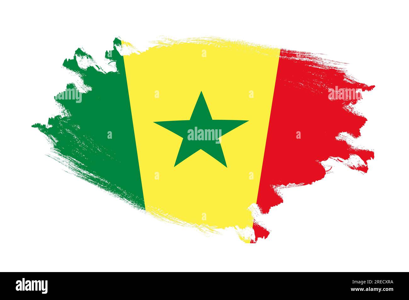 Abstract stroke brush textured national flag of Senegal on isolated white background Stock Photo