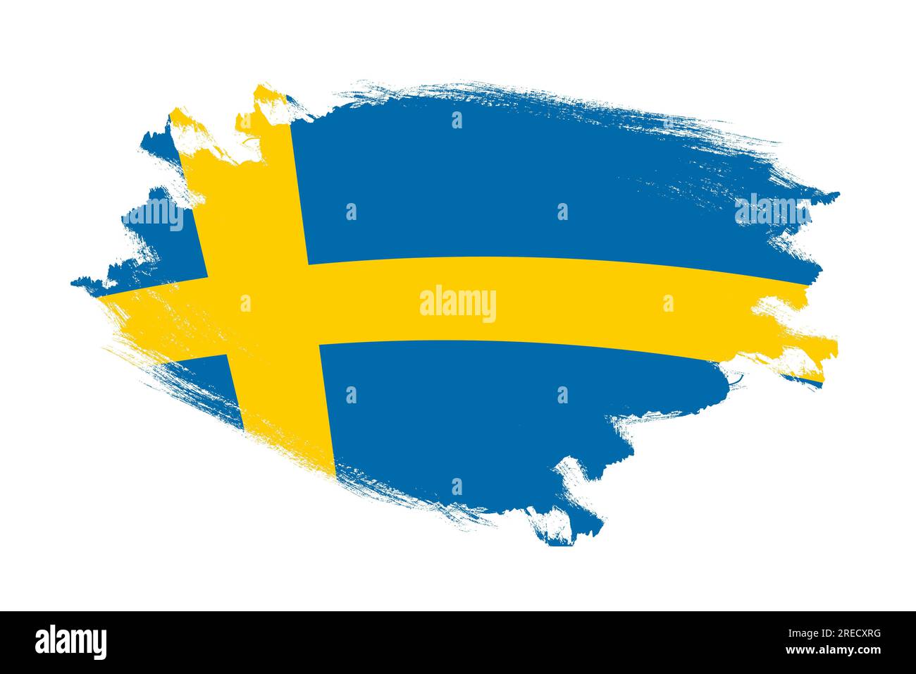 Abstract stroke brush textured national flag of Sweden on isolated ...