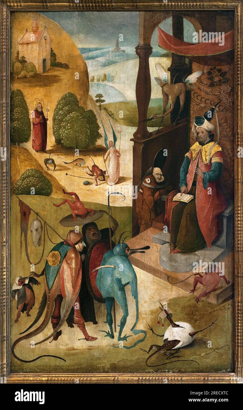 Saint Jacques le Majeur et le magicien Hermogene. Peinture de Hieronymus Van Aeken (Aken) dit Jerome Bosch (1450-1516), huile sur bois, 15e siecle. Musee des Beaux Arts de Valenciennes. Stock Photo