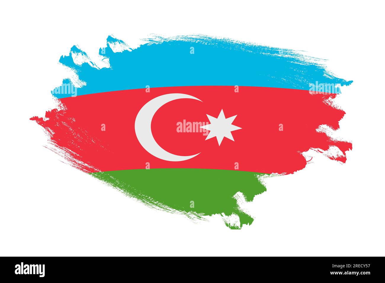 Abstract stroke brush textured national flag of Azerbaijan on isolated white background Stock Photo