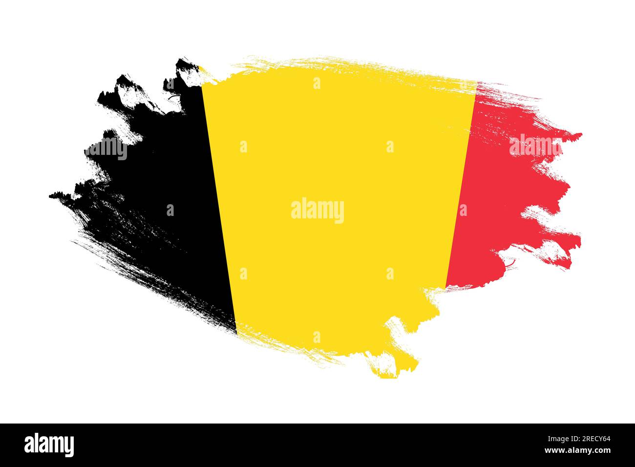 Abstract stroke brush textured national flag of Belgium on isolated ...