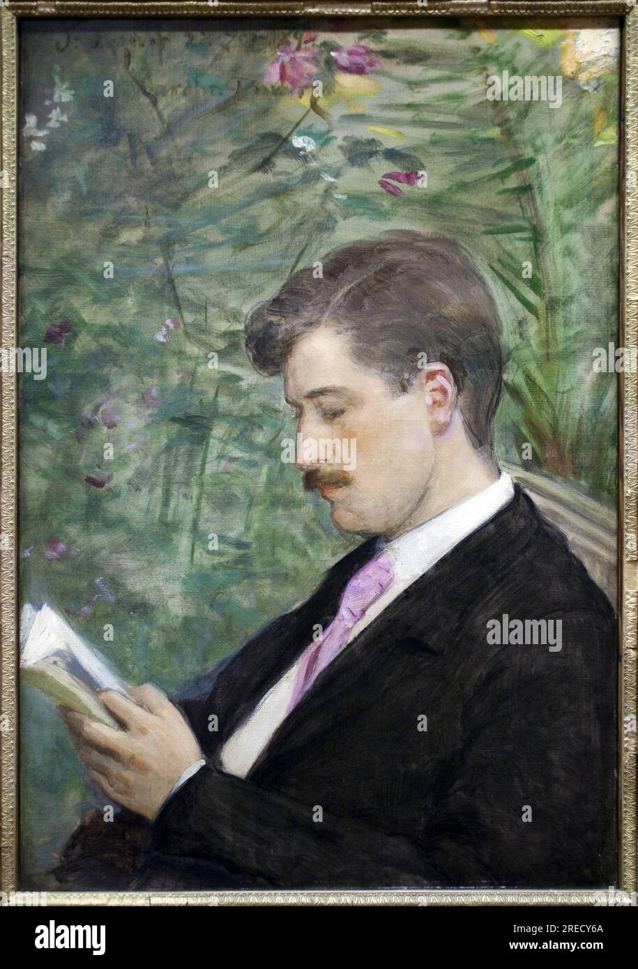 Georges Feydeau (1862-1921) lisant. Peinture de Carolus Duran (Charles Emile Auguste Durant, 1837-1917), huile sur toile, 1891. Musee des Beaux Arts de Lille. Stock Photo