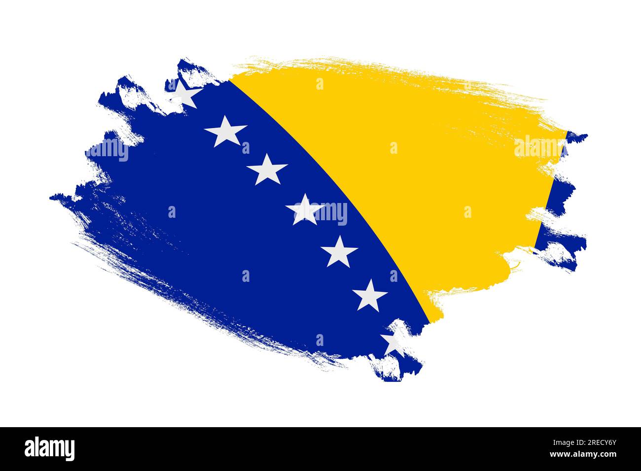Abstract stroke brush textured national flag of Bosnia and Herzegovina ...