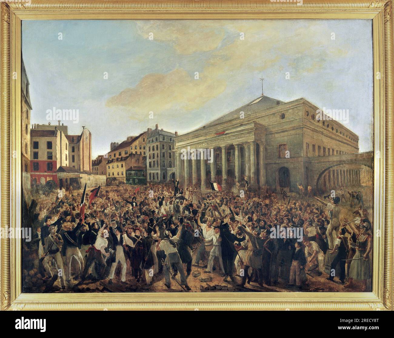 Revolution de 1830, serment de l'Odeon. (Theatre de l'Odeon)  Peinture a l'huile, par Lasay, 19e siecle, 182 x 150, Mairie du 6e arrondissement, Paris. Stock Photo