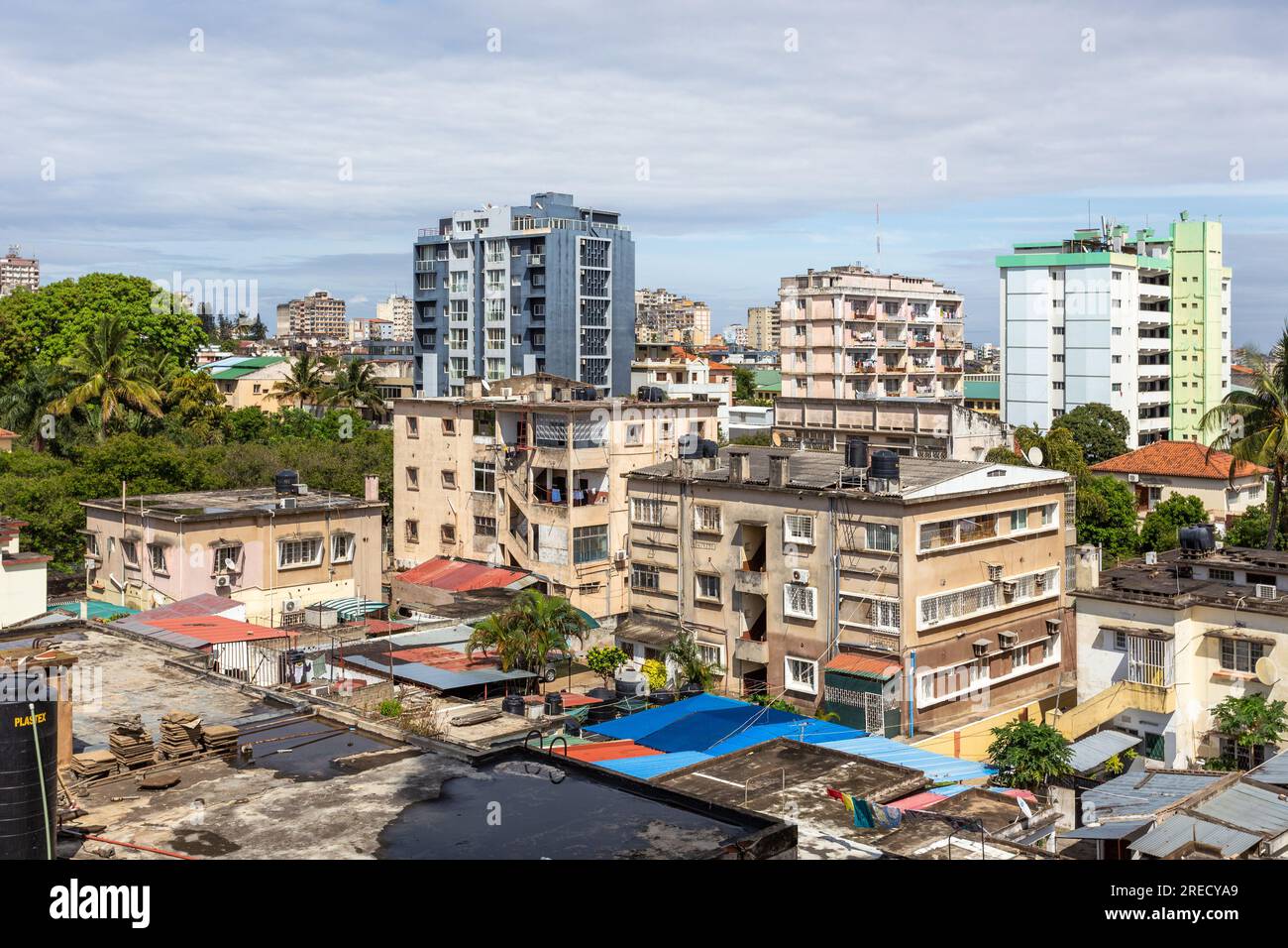 View over houses and apartments in the central suburbs of Maputo, Mozambique Stock Photo