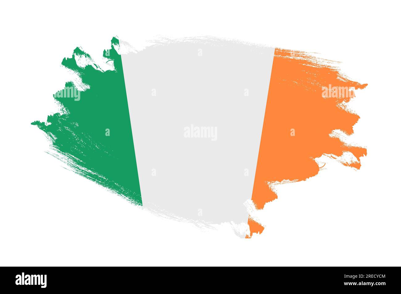Abstract stroke brush textured national flag of Ireland on isolated white background Stock Photo