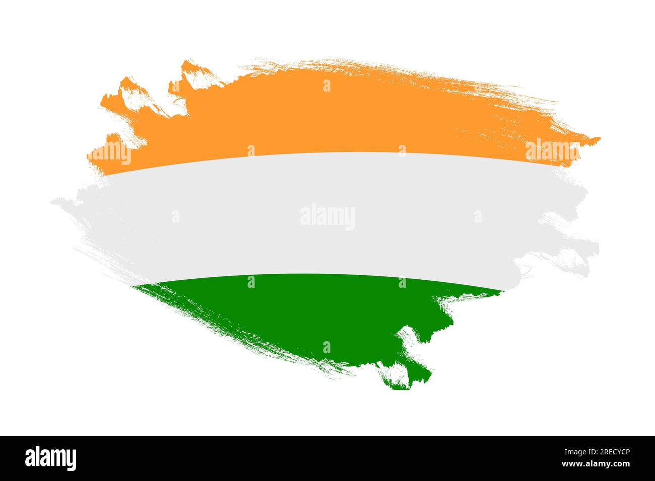 Abstract stroke brush textured national flag of India on isolated white background Stock Photo