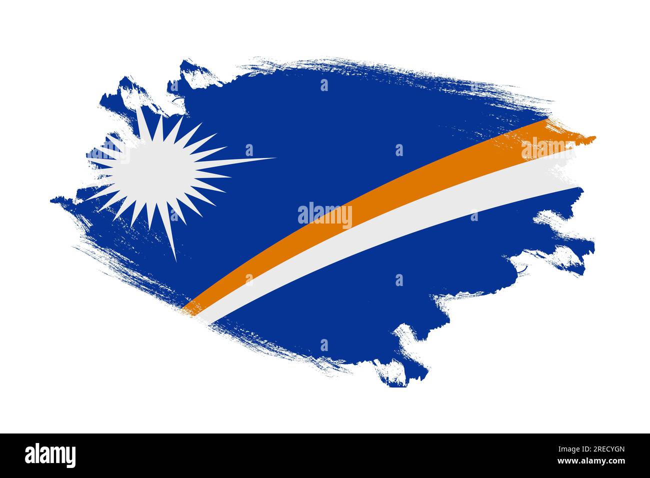 Abstract stroke brush textured national flag of Marshall islands on isolated white background Stock Photo