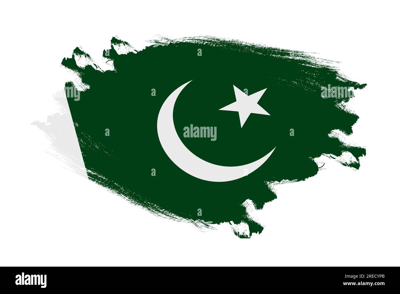 Abstract stroke brush textured national flag of Pakistan on isolated ...