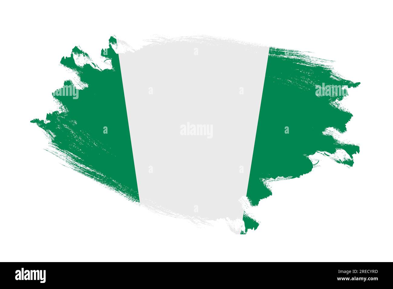 Abstract stroke brush textured national flag of Nigeria on isolated ...
