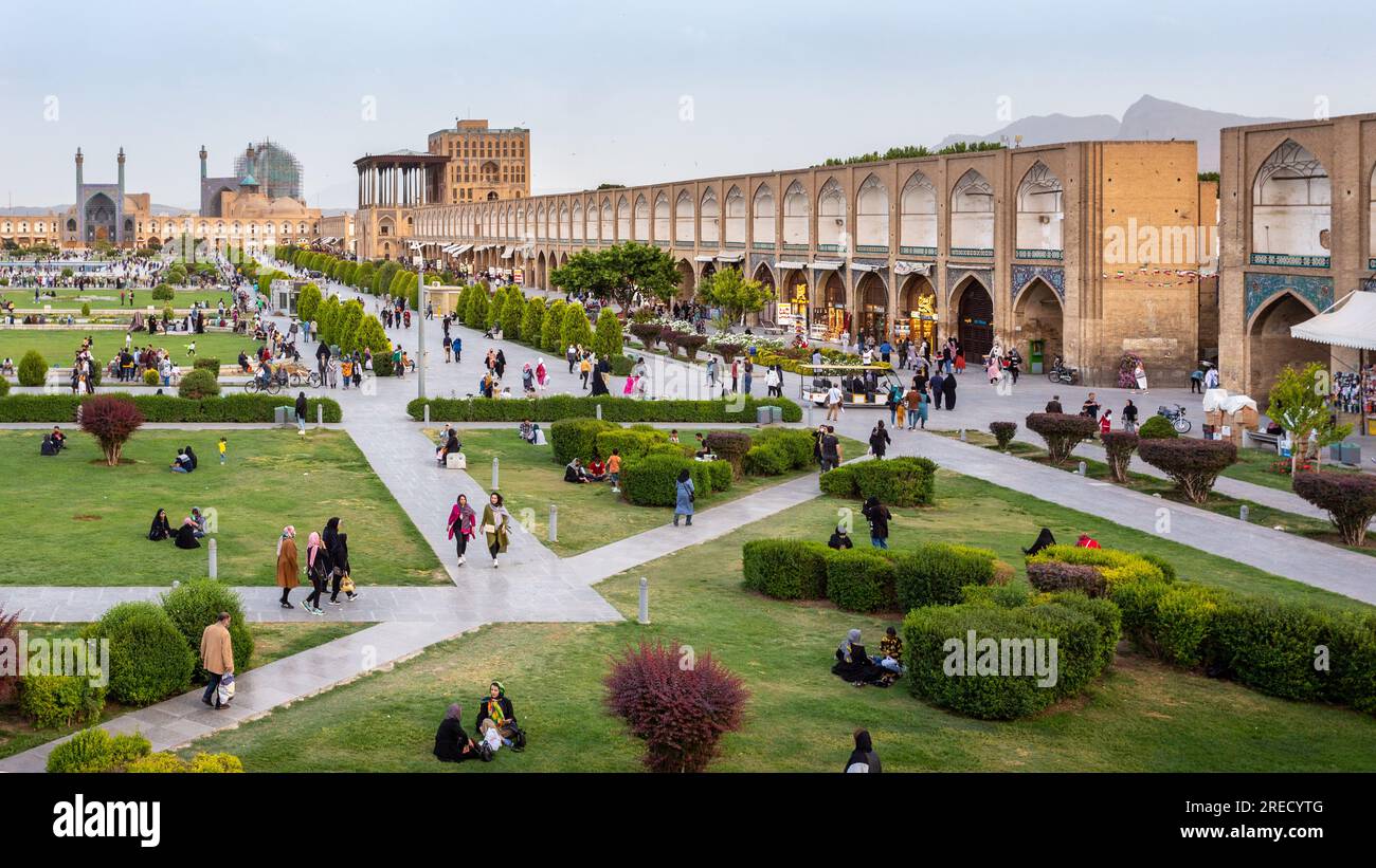 View Over Naqsh-e Jahan Square in Central Isfahan, Iran Stock Photo