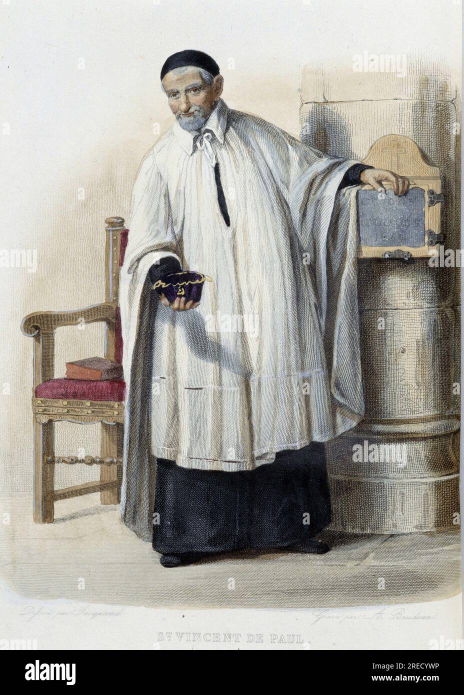 Saint Vincent de Paul - in 'Le Plutarque francais', ed. Mennechet, 1844-47 Stock Photo