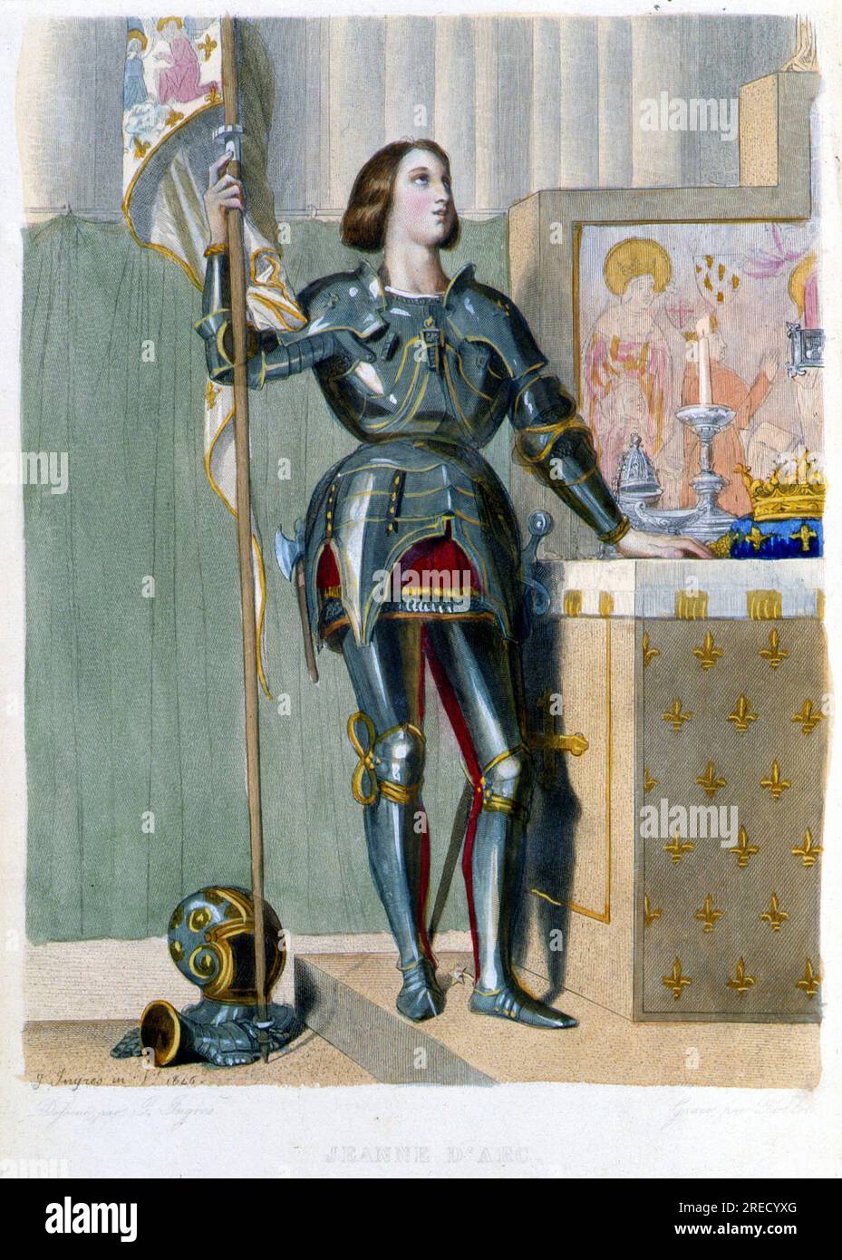 Portrait de Jeanne d'Arc (1412-1431) - in 'Le Plutarque francais' par Mennechet, Paris, 1844-47 Stock Photo