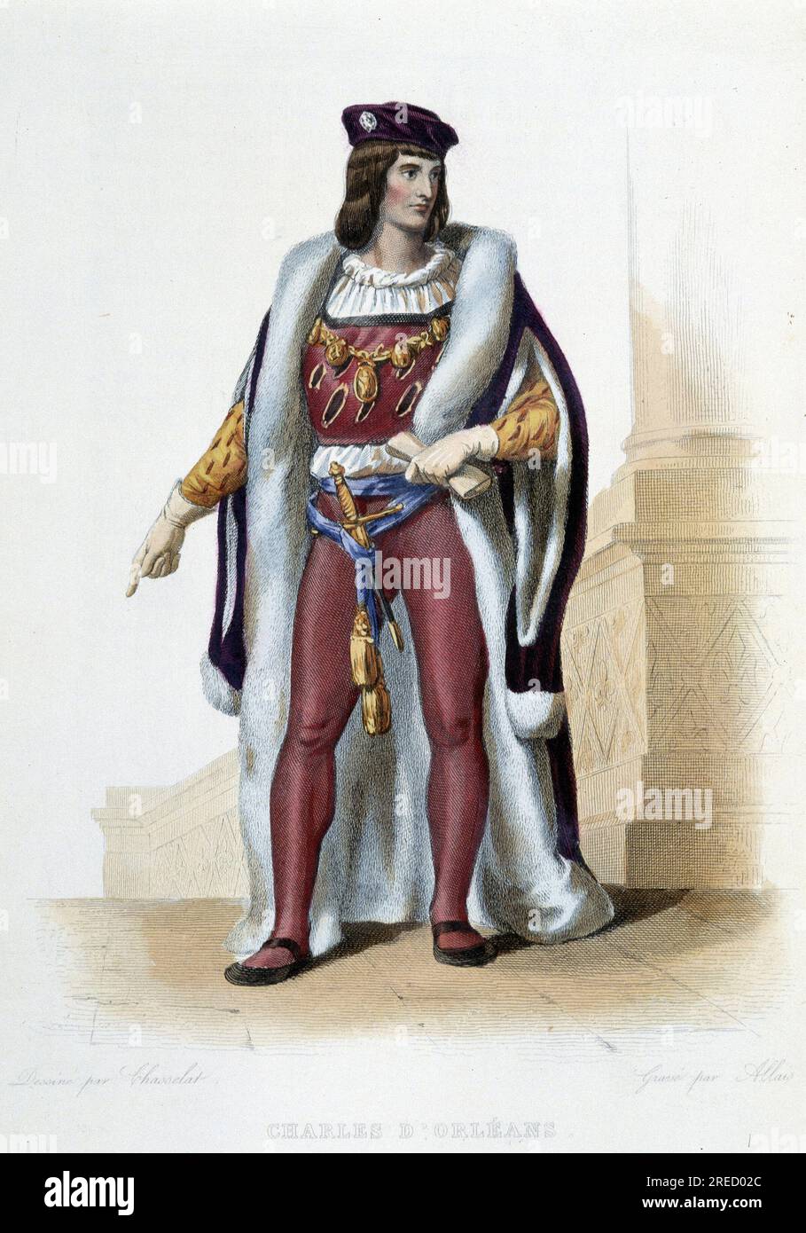Le Duc Charles d'Orleans (1394-1465) celebre pour ses poemes- in 'Le Plutarque francais', par Mennechet, Paris, 1844-47 Stock Photo