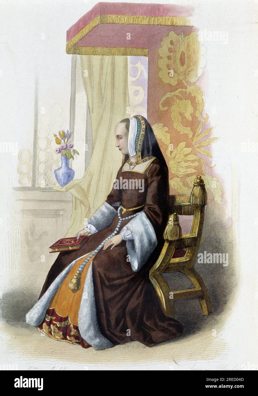 Anne de Bretagne, duchesse de Bretagne (1477-1514)- in 'Le Plutarque francais', par Mennechet, Paris, 1844-47 Stock Photo