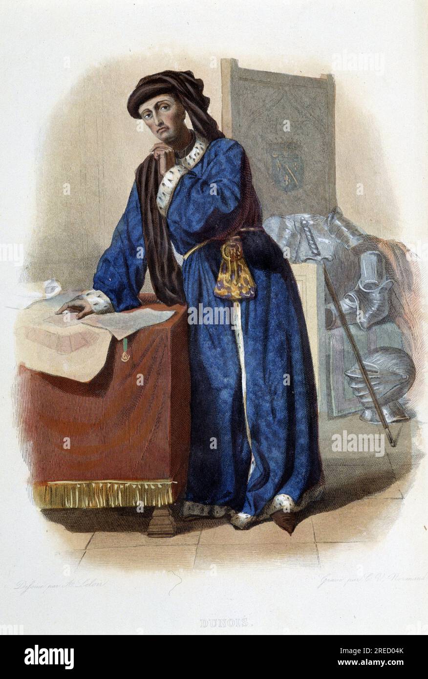 Jean d'Orleans ou Jean comte de Dunois dit le batard d'Orleans (1402-1468) - in 'Le Plutarque francais', par Mennechet, Paris, 1844-47 Stock Photo