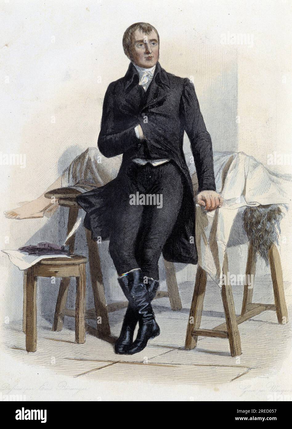 Marie Francois Xavier Bichat (1771-1802), medecin biologiste et physiologiste francais- in 'Le Plutarque francais', par Mennechet, Paris, 1844-47 Stock Photo