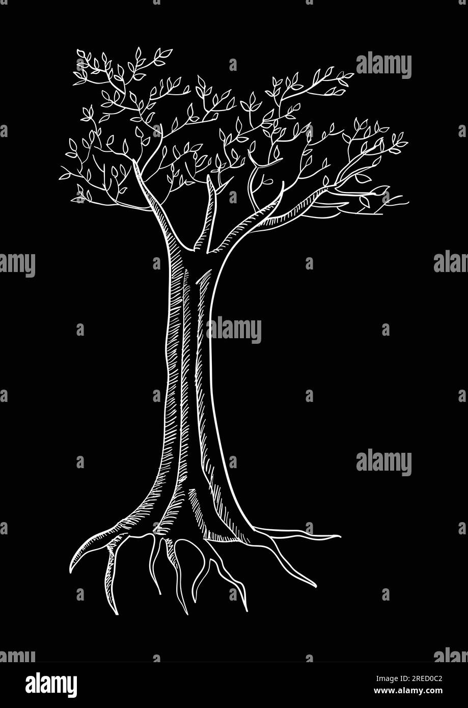 Vector illustration of a tree isolated on black Stock Vector Image ...