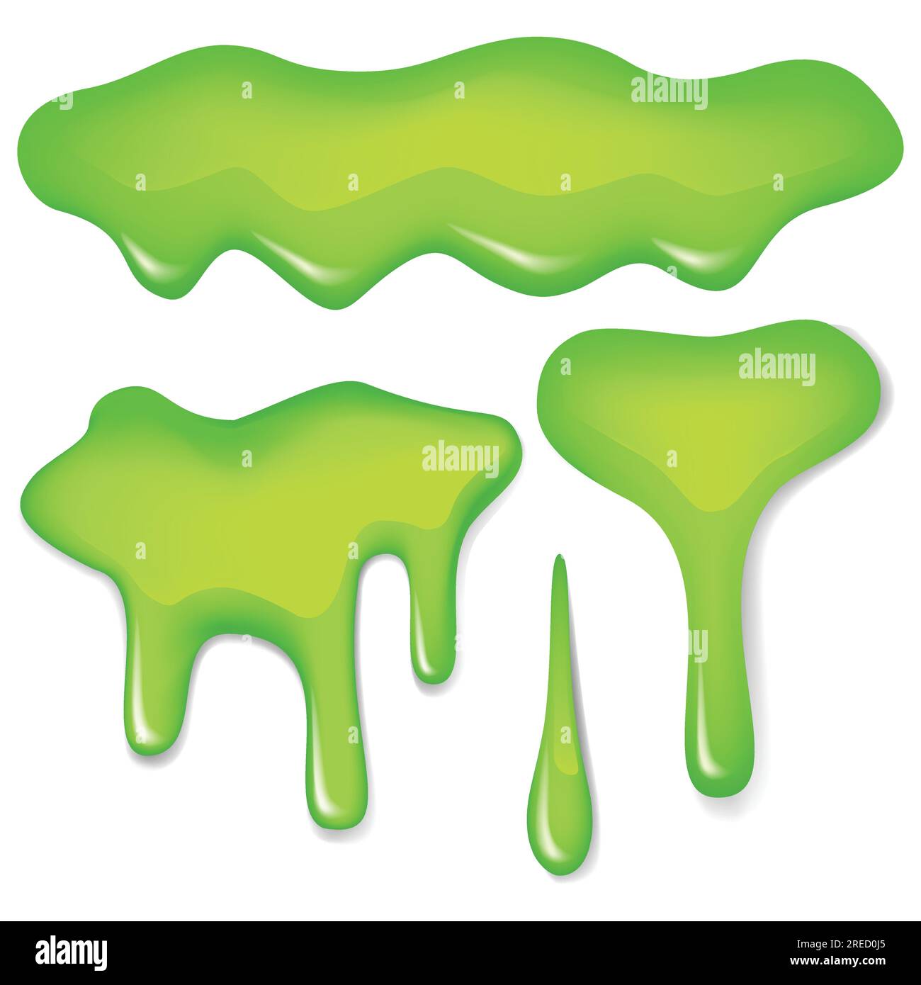 Vector set illustration of green slime isolated on white background Stock Vector