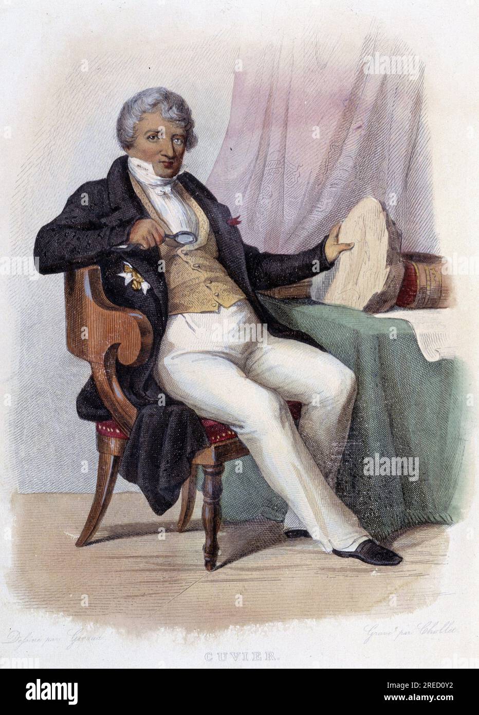 Jean Leopold Frederic Cuvier dit Georges Cuvier (1769-1832), biologiste francais- in "Le Plutarque francais", par Mennechet, Paris, 1844-47 Stock Photo