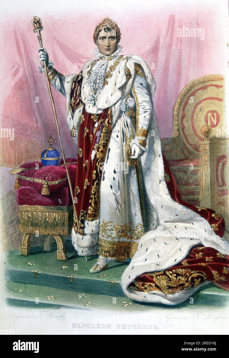 Napoleon Ier en costume de Sacre - in 'Plutarque FranÁais', 1844-1847 Stock Photo