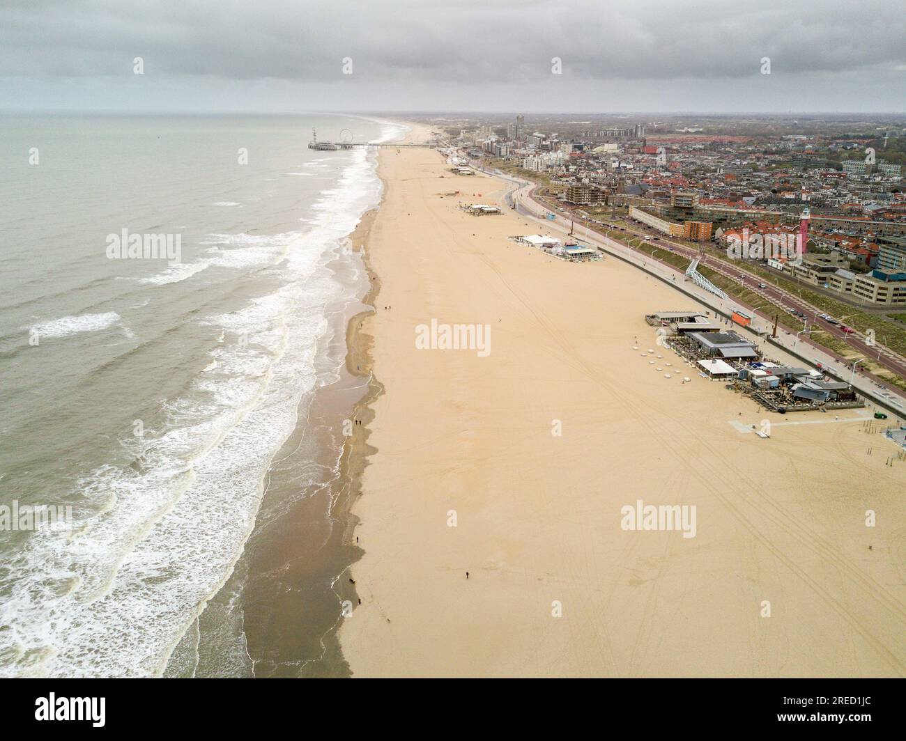 During a meeting with a client at Scheveningen beach I took my DJI and had a quick flight along the coast. Stock Photo