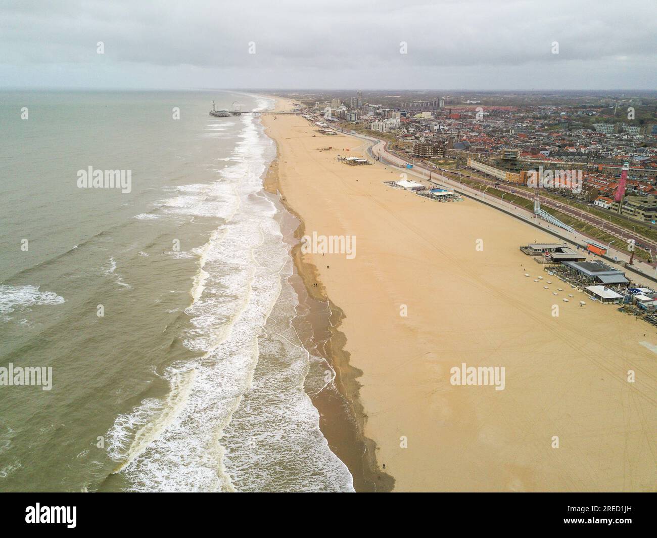 During a meeting with a client at Scheveningen beach I took my DJI and had a quick flight along the coast. Stock Photo