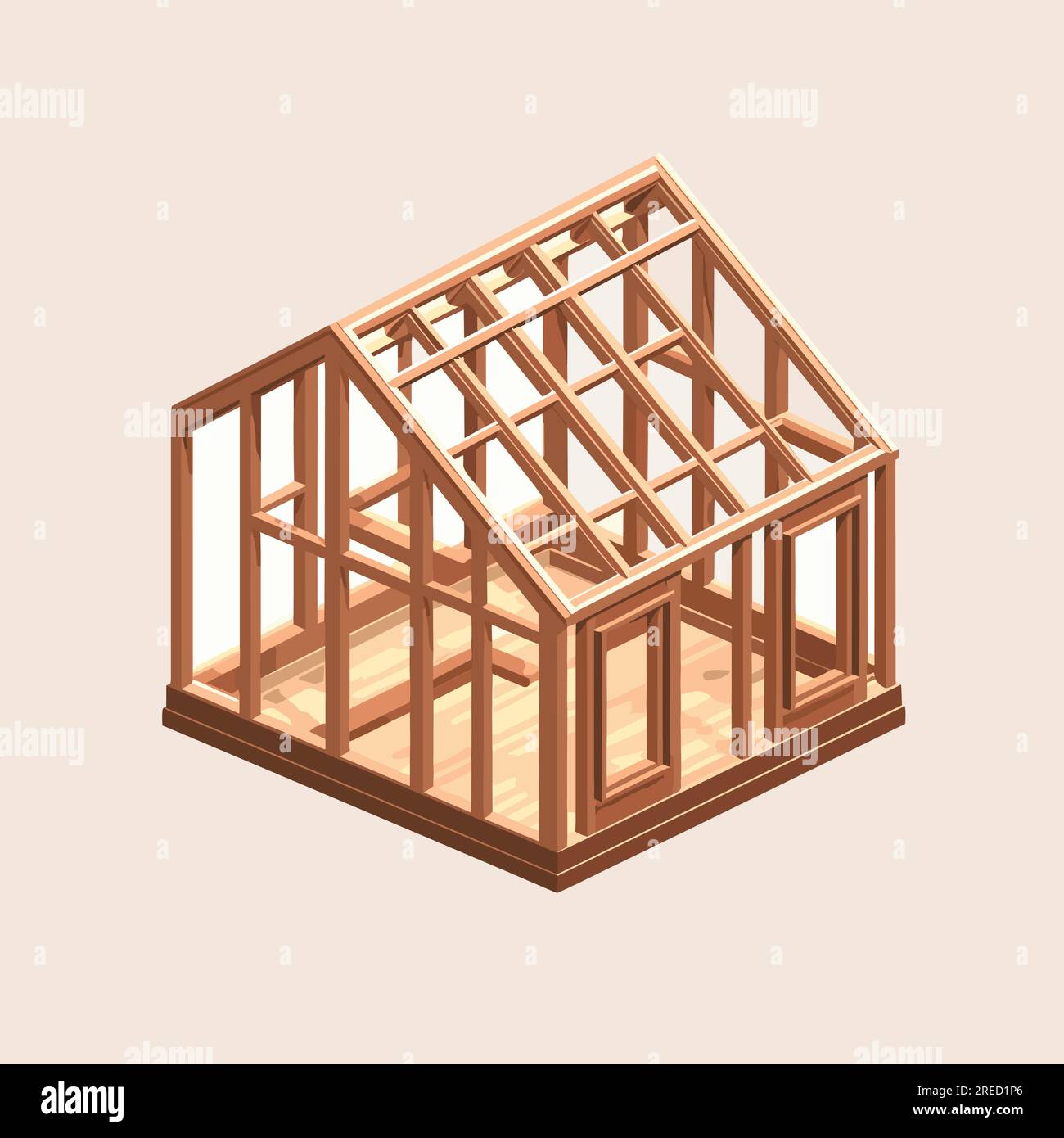 wood house frame isometric vector flat isolated Stock Vector Image