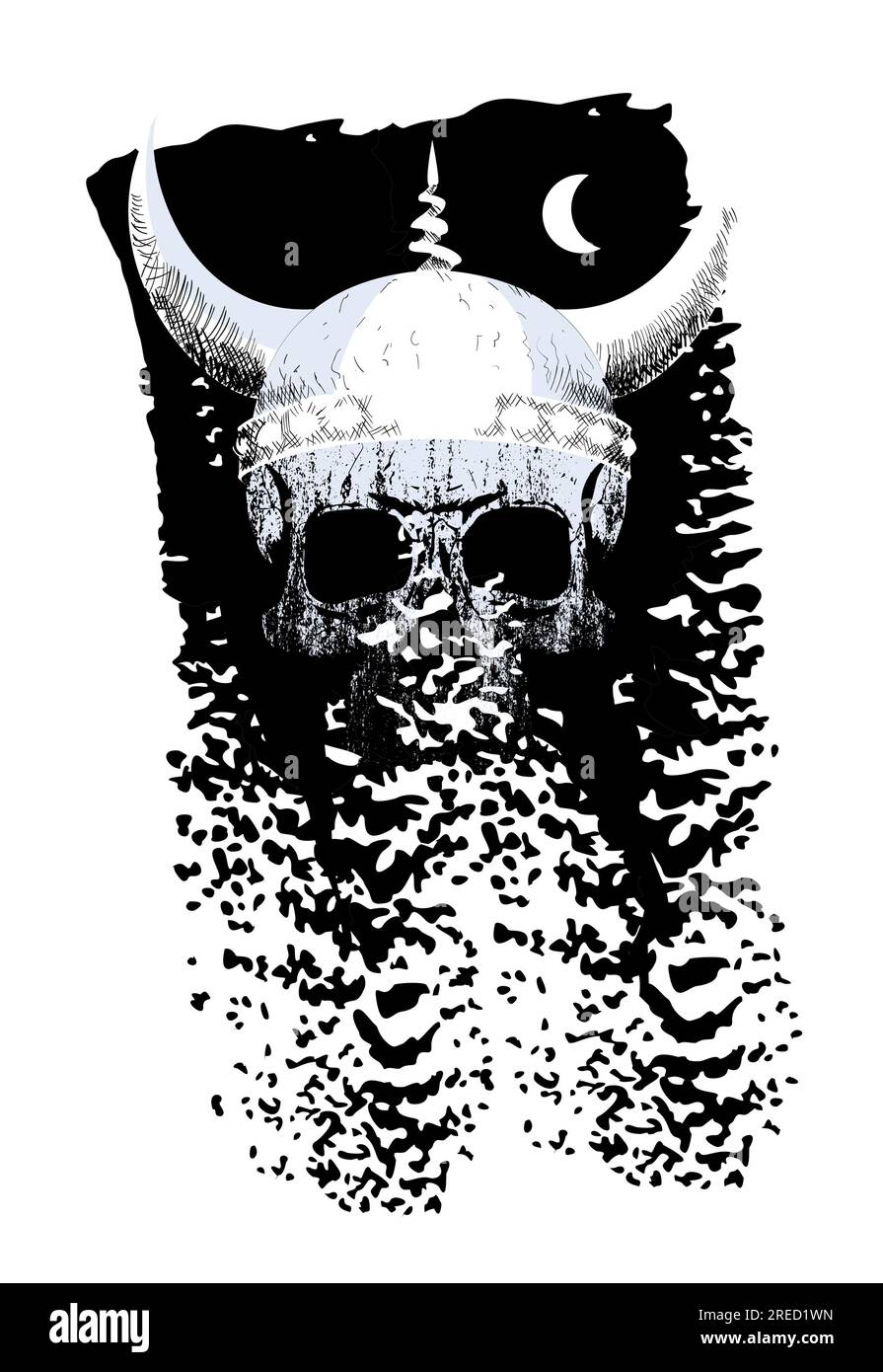 Viking Warrior Skull T-shirt Design PSD Editable Template