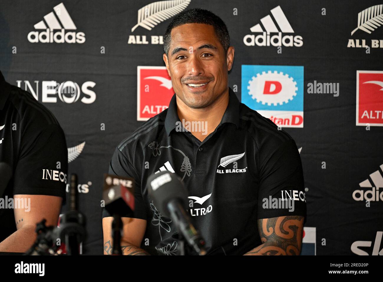 27th July 2023: Auckland, New Zealand: Aaron Smith during a New Zealand All Blacks press conference at Park Hyatt, Auckland, New Zealand on Thursday 27 July 2023 ahead of the Rugby Championship match against Australia. Stock Photo